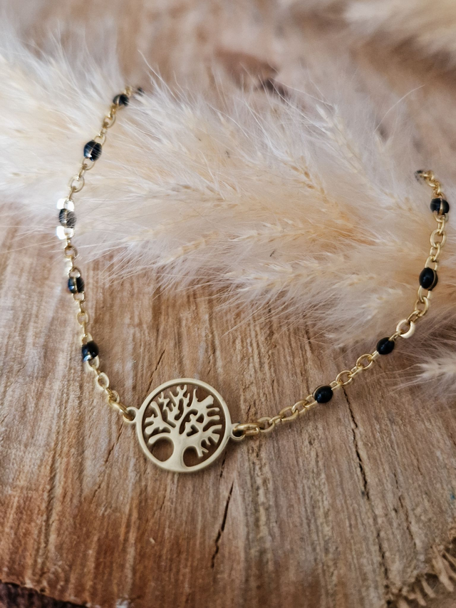 Bracelet "Arbre de vie" - Modèle doré et noir
