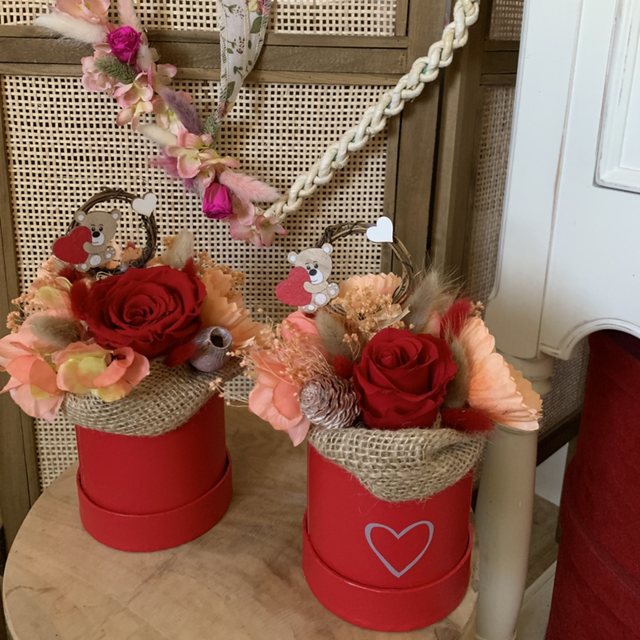 Boîte rose éternelle fleurs durables 