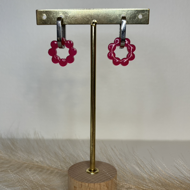 Pampilles fleur rose