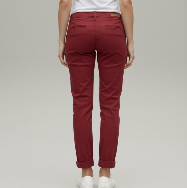 Pantalon Chino Rouge Femme - Place du Jour – Coupe Ajustée & Confort