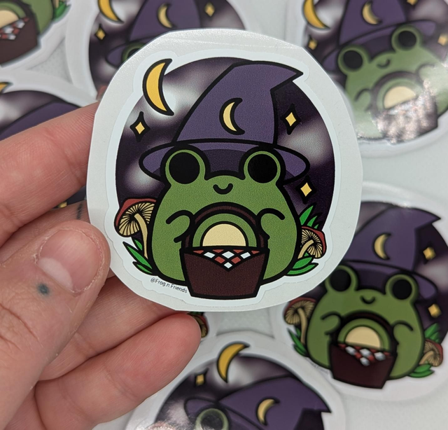 Witchy frog sticker 