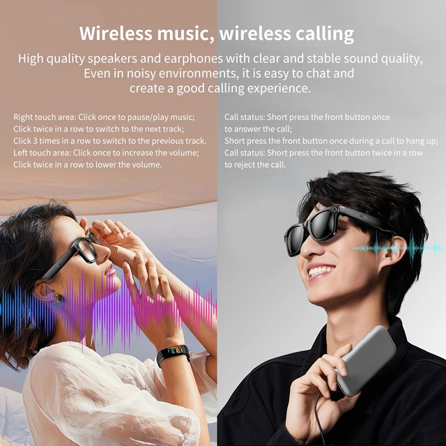 AI Camera Glasses with Photo Transfer &amp; Wireless Calling