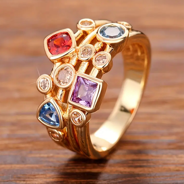 Jewelled 4 band ring