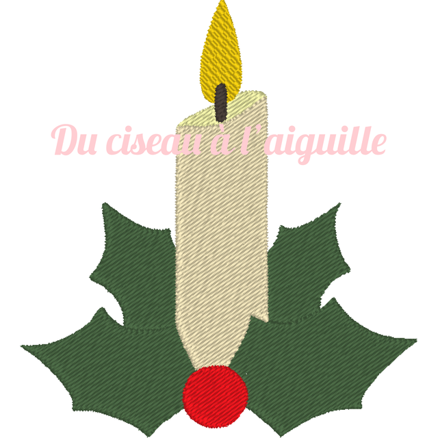 fichier broderie bougie de noël -Cadre 10x10 / 12 Formats