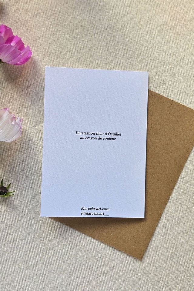 Carte au crayon de couleur - fleur d'oeuillet