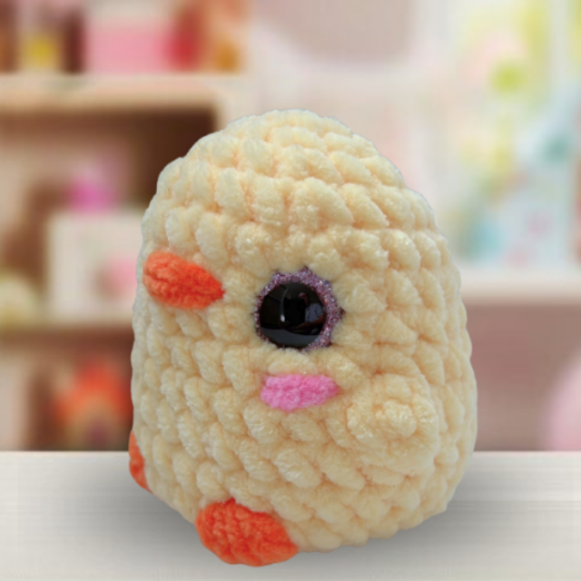 Crochet Chenille Bird Friend, Chick, Ukca tested