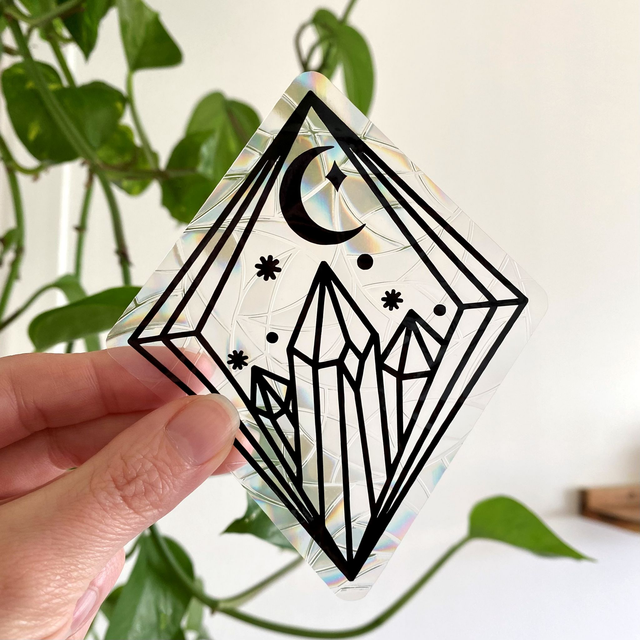 Attrape soleil sticker de fenêtre cristaux et croissant de lune