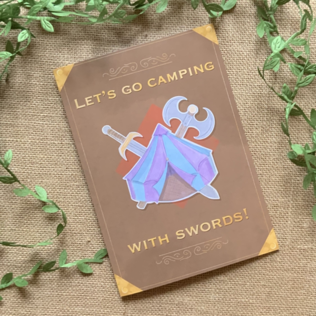Let’s Go Camping… With Swords! - A5 Greetings Card
