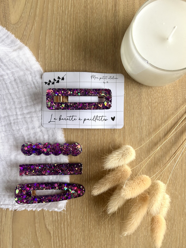 La barette à paillettes - Multicolore nuit