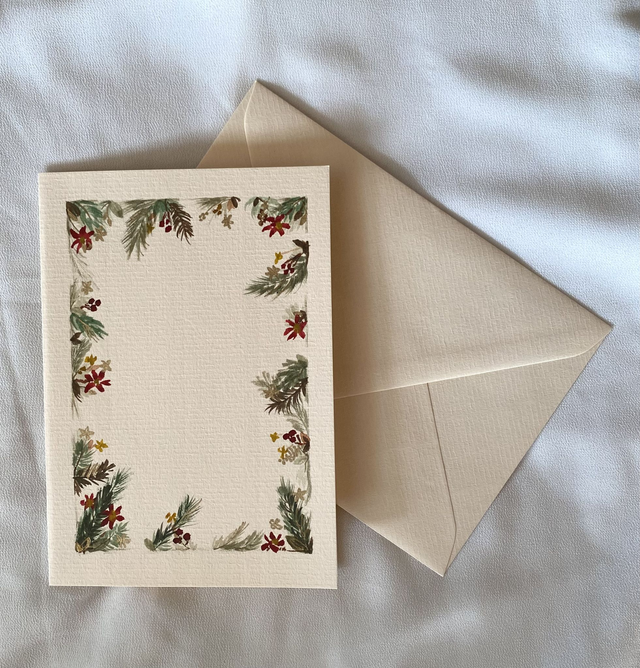 Doppelkarte - Schmuckrahmen beige