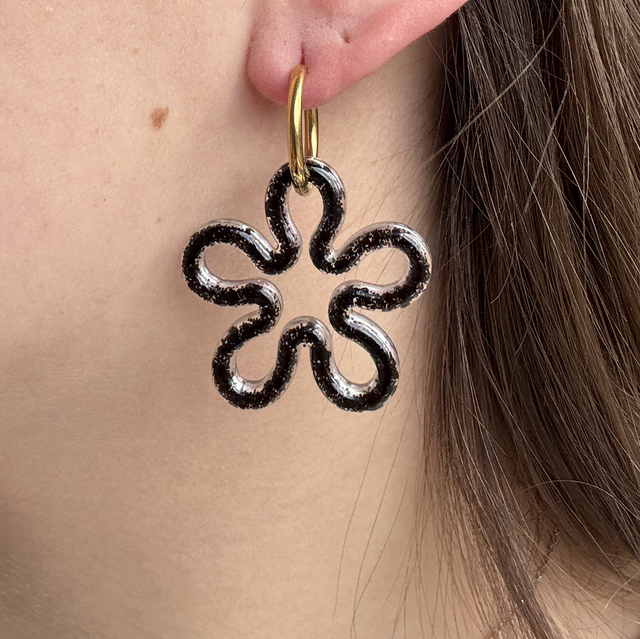 Pampilles interchangeables FLORA noir 