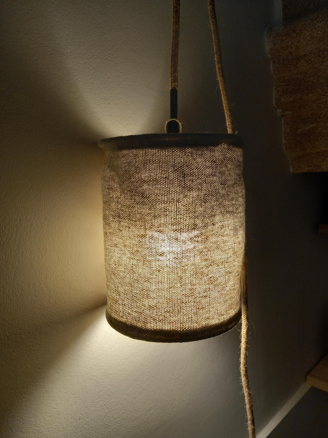 Abat-jour  en chanvre naturel uni -suspension baladeuse (Ø15 cm) . 