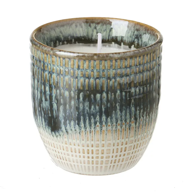 Mottled Blue Ceramic Pot Candle