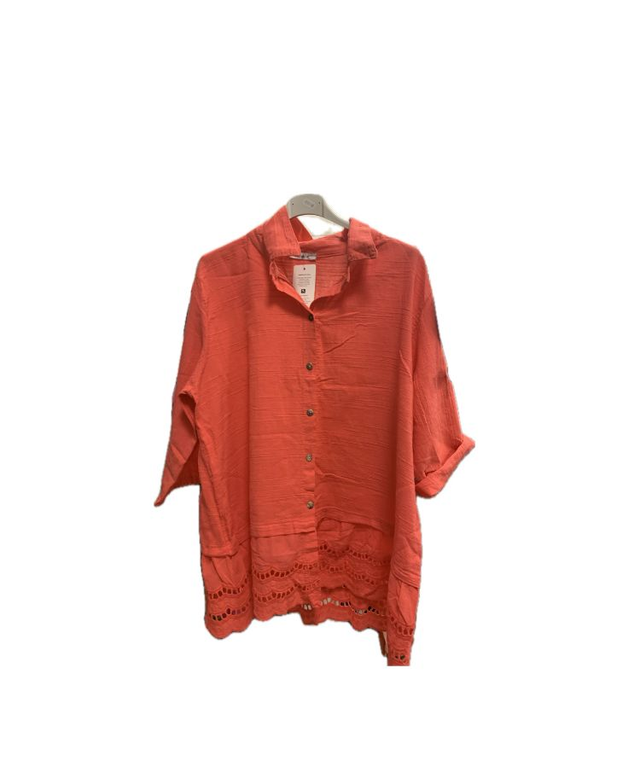 Pink  Linen Shirt with Patterned Bottom
