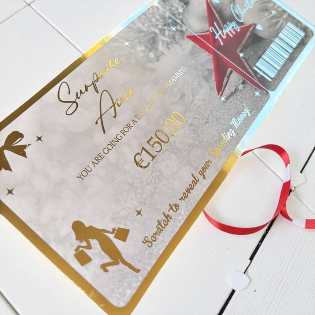 Christmas scratch reveal foiled gift voucher / card
