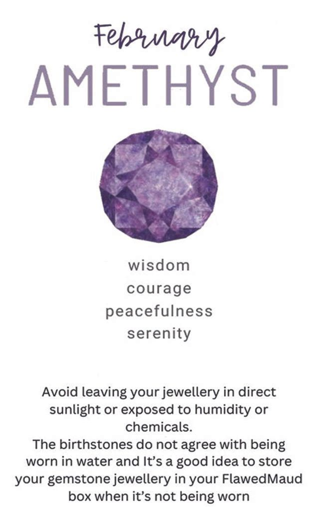 February - Amethyst birthstone necklace - raw & topped with sterling silver