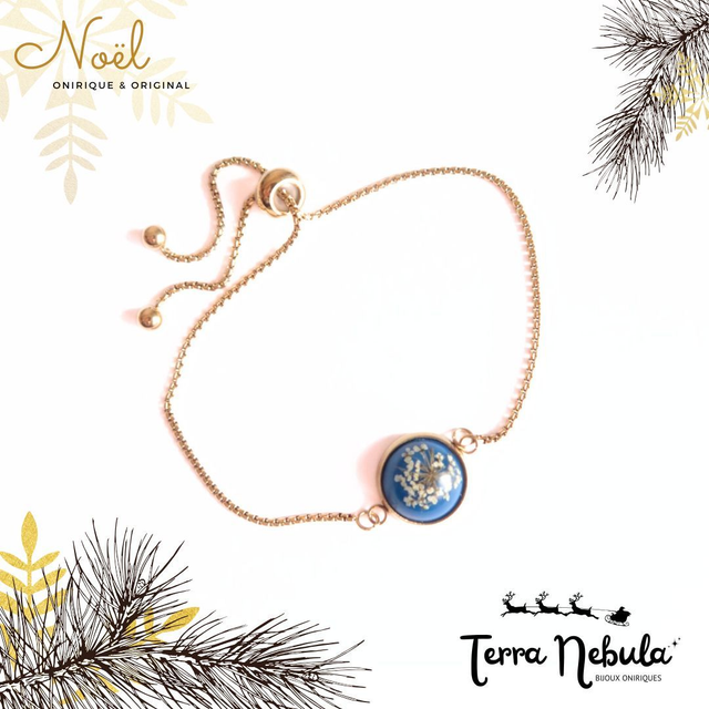 Bracelet fleuri Tendresse (bleu) | BR17 | Ombelles