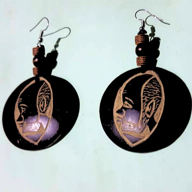 Boucles d'oreilles artisanat africain Cameroun Masque case