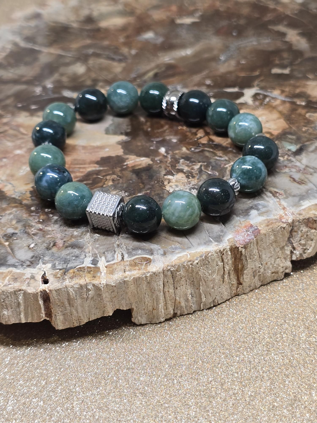 Bracelet Agate mousse en 1 cm 