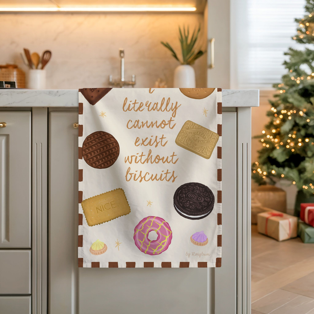 I Literally Cannot Exist Without Biscuits Tea Towel 