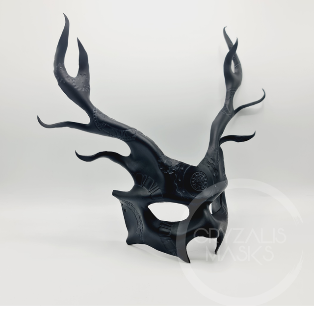 Black Deer mask with UV clockwork pattern