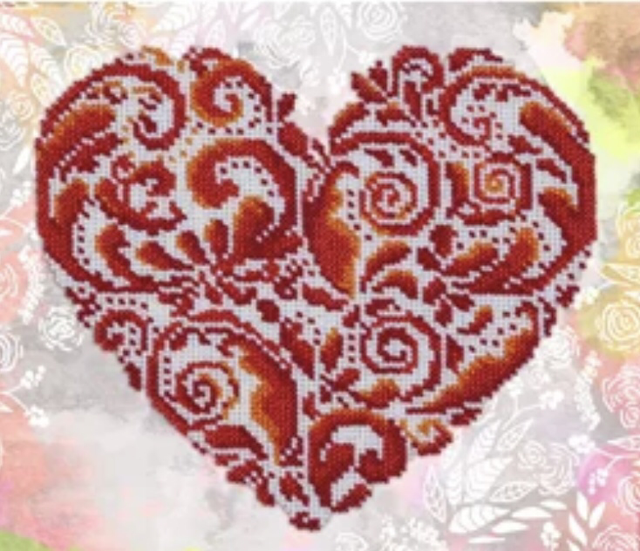 VDV Heart Shaped Lace Beaded Embroidery Kit