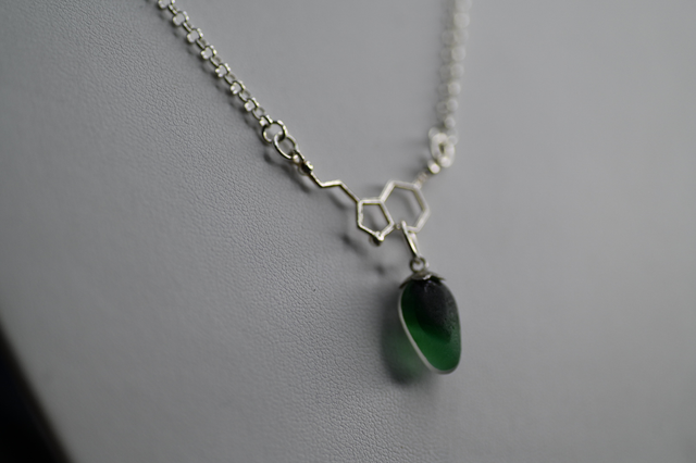Green multi seaglass 925 silver necklace 