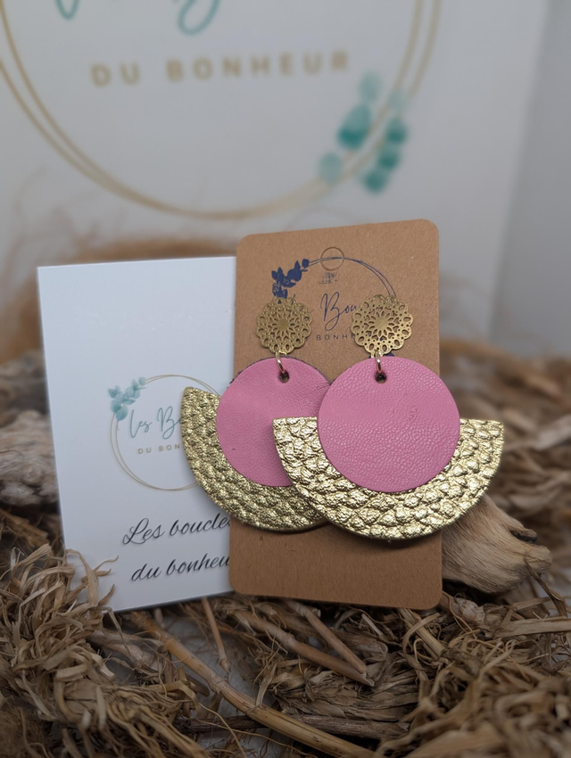 Boucles d'oreilles Dona rose doré fo027