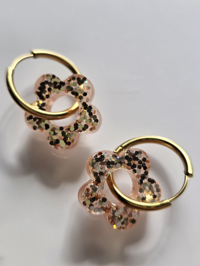 CREOLES ROSE DORÉ A PAILLETTES