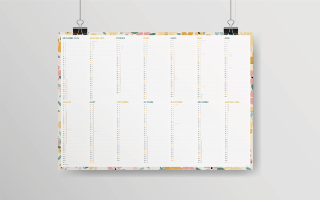 Grand calendrier mural 2025