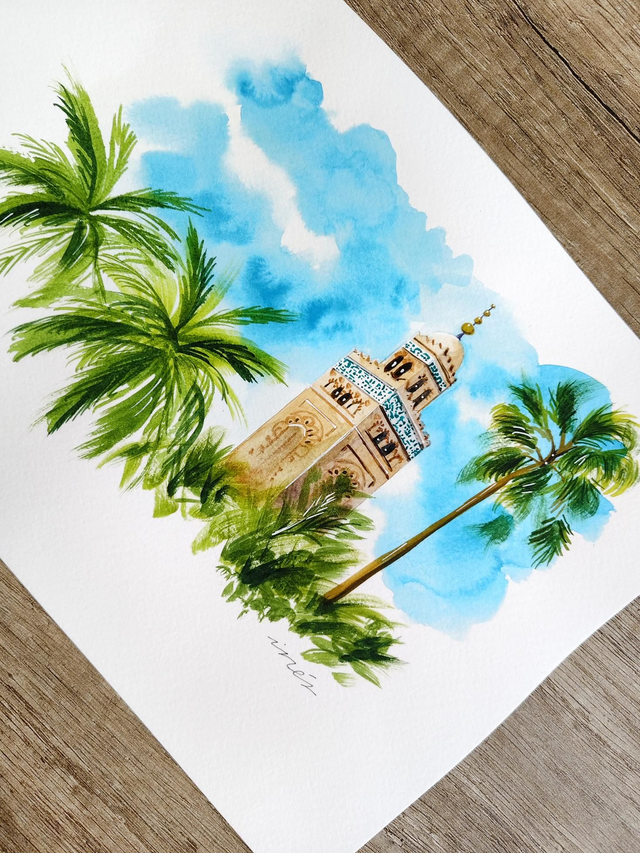 MARRAKECH  - Acuarela original Tamaño A4  