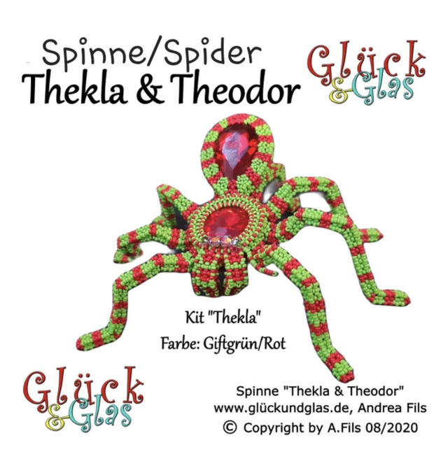 "Spinne Thekla & Theodor", Theodor Giftgrün/Rot