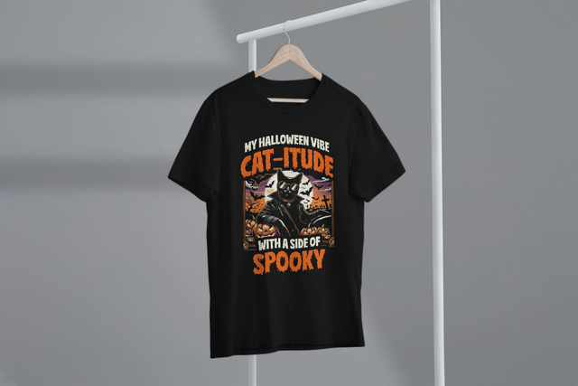 My Halloween Vibe Cat-itude With A Side Of Spooky, Cat. Mein Halloween-Vibe Cat-itude mit einer gruseligen Seite, Katze