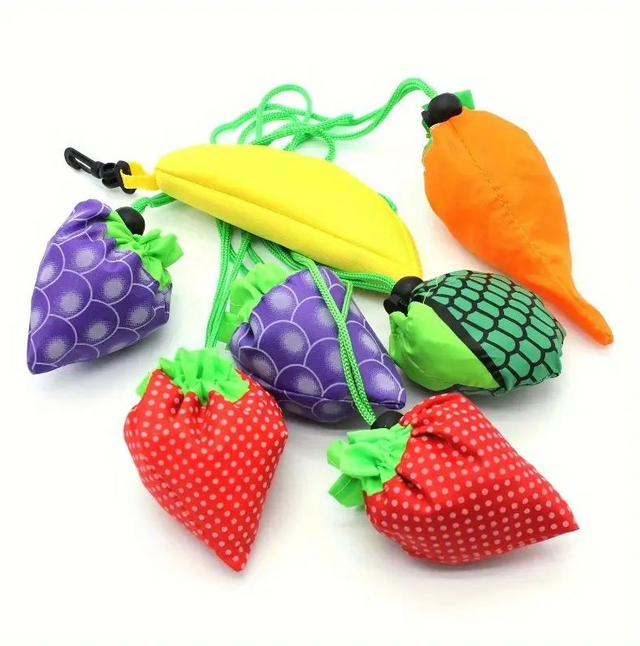 Sac de courses, forme fruit, réutilisables ronds, pliables en nylon