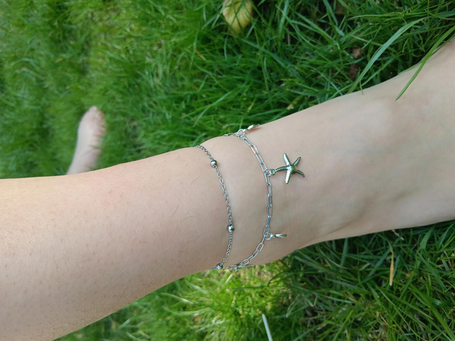  Bracelet de Cheville Double Chaîne 