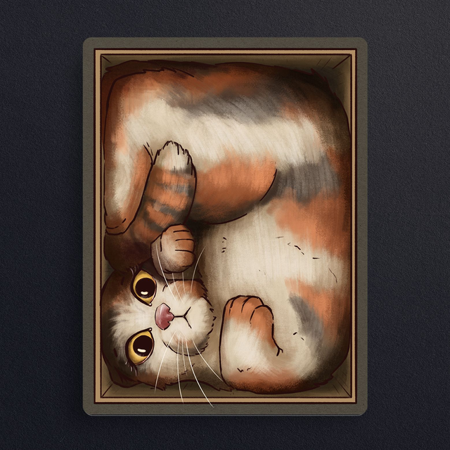 #0804 Chat dans une boite  - ILLUS - PRINT - Digital painting