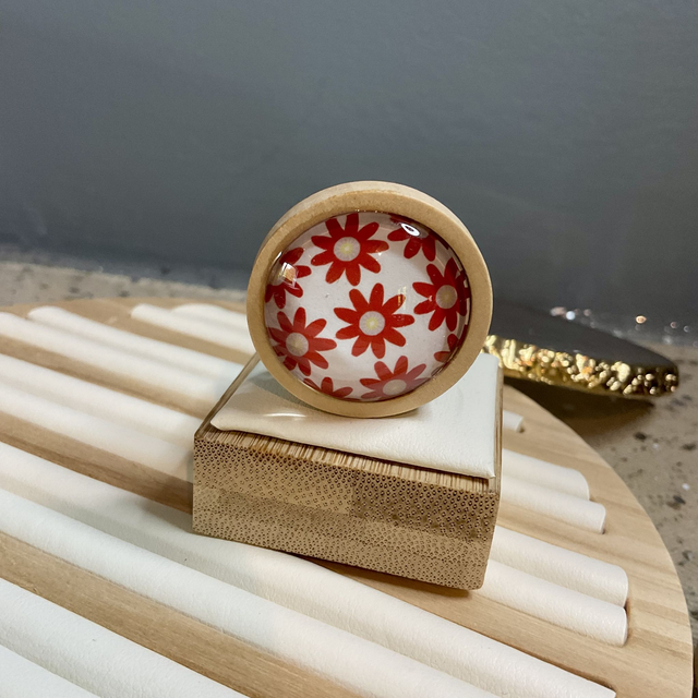 Handmade glass brooch with beautiful red flowers. Gorgeous Christmas gift.