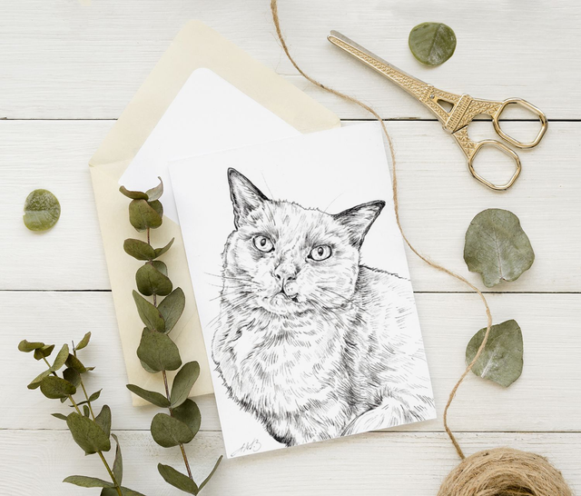 Custom Pet Portrait - Pen &amp; Ink Drawing - Black &amp; White