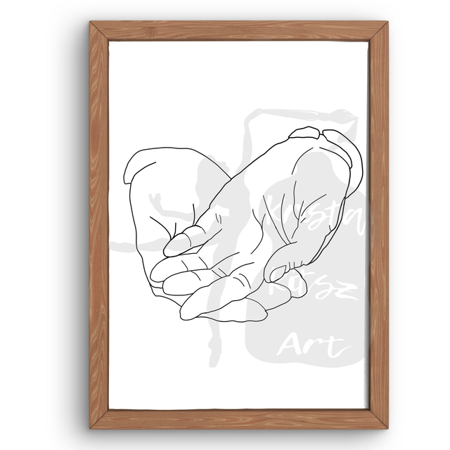 Gepersonaliseerd lijntekening handen en of voeten van eigen foto.  Getekend op a5 of a4 formaat. Handgemaakt 