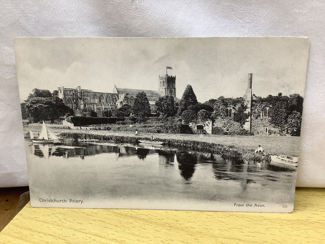 Christchurch Priory from the Avon, Christchurch, Dorset Victoria Series Vintage Postcard. Our Ref No. R581 £2.25
