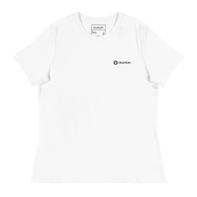 T-shirt ricamata da donna in cotone premium white