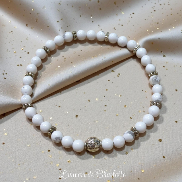 Bracelet "Howlite" - Perle 4 mm - REF29