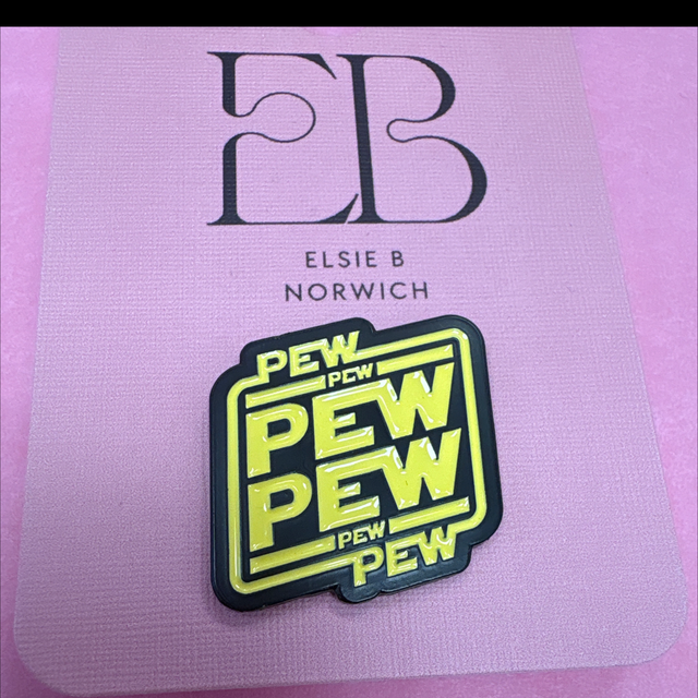 Pew pin badge