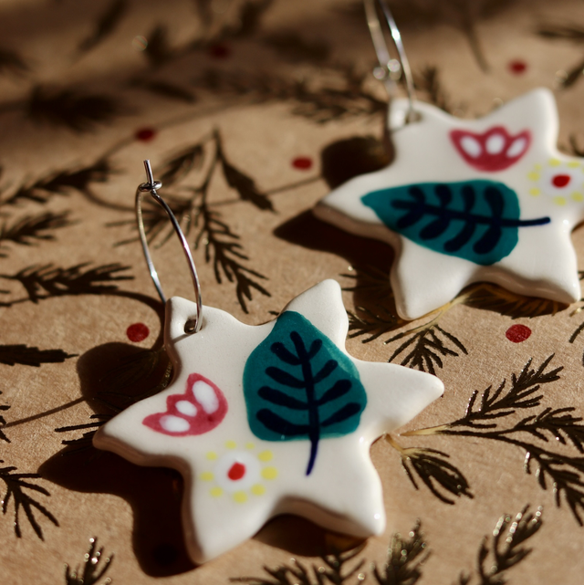 Boucles d’oreilles en céramique -flocon