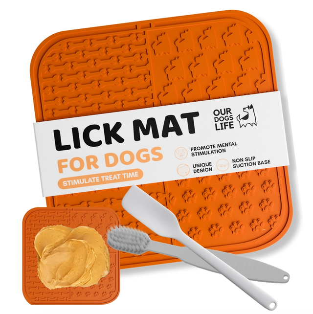 OurDogsLife - Lick Mat For Dogs with Spreader &amp; Brush