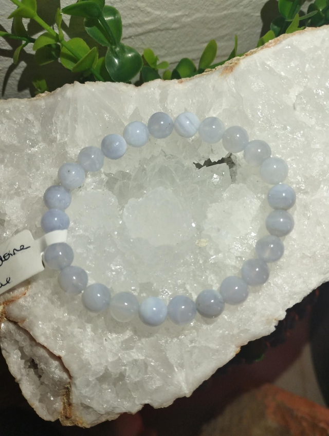 Bracelet Calcédoine Bleue 8mm