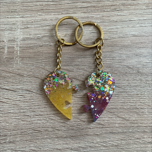 Porte-clés duo cœur