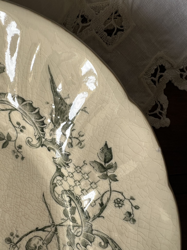 LAUZUN - Grand plat ovale modèle Lauzun signé Gien - Terre de Fer