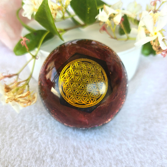 Orgonite dôme symbole fleur de vie 7 cm  