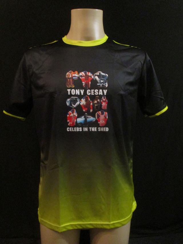 Tony Cesay ABA Champion Boxer Picture T-Shirt (White Bubble Logo) ADULT 100% Polyester Crew Neck BLACK &amp; YELLOW (Small) Top 